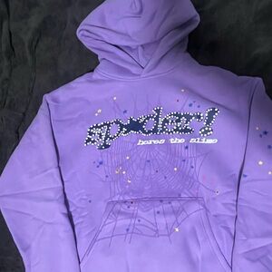 Spider! Graphic Purple Hoodie - Casual Pullover Sweatshirt